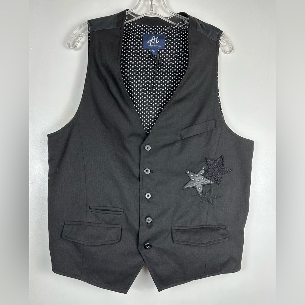 Authentic Icon American Idol by Tommy Hilfiger Star Logo Black Vest Size Large